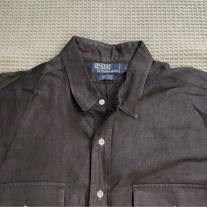 Vintage Polo Ralph Lauren Whitfield 100% Linen Shirt Large Men’s Black